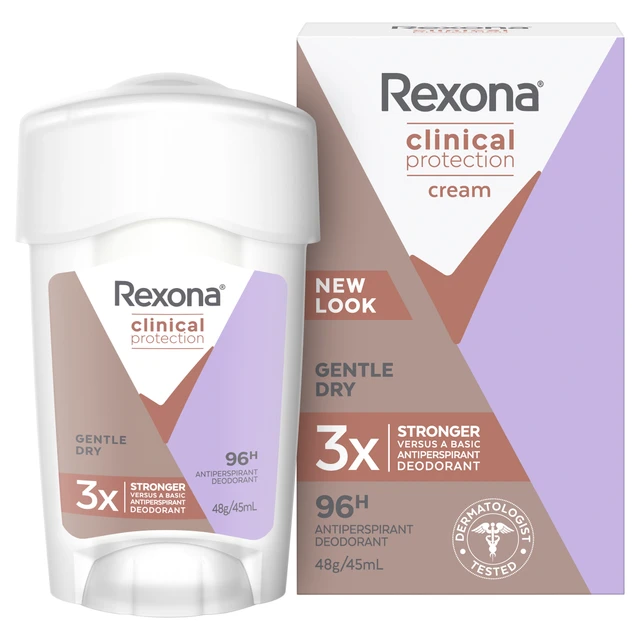 Rexona Women Clinical Protection Antiperspirant deodorant cream Gentle Dry for 3x stronger protection* 45 mL