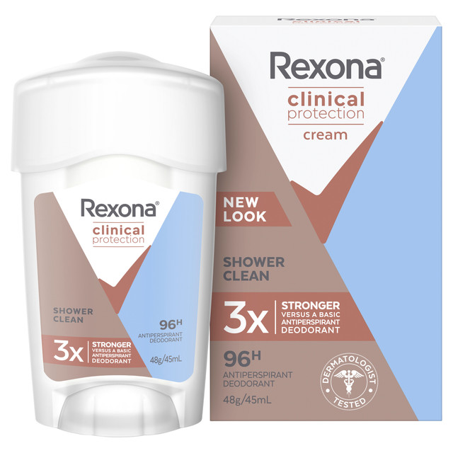 Rexona Women Clinical Protection Antiperspirant deodorant cream Shower Clean for 3x stronger protection* 45 mL