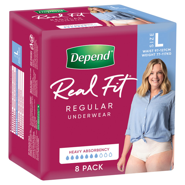 Depend Real Fit Incontinence Underwear Regular Women Large 8 Pack