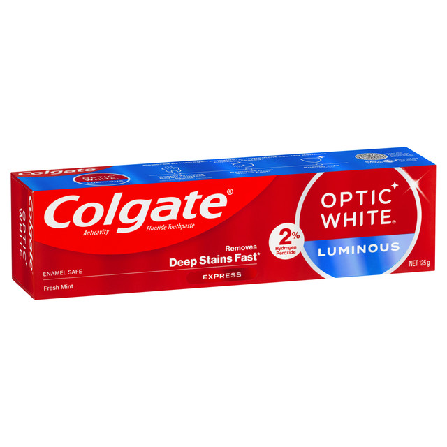 Colgate Optic White Luminous Express Teeth Whitening Toothpaste, 125g