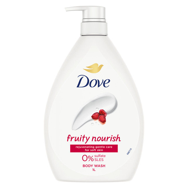 Dove  Body Wash Gentle Cleansing for Soft Skin Fruity Nourish Shower Gel with 0% Sulfate SLES 1 L