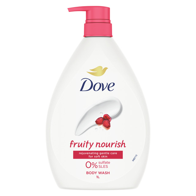 Dove  Body Wash Gentle Cleansing for Soft Skin Fruity Nourish Shower Gel with 0% Sulfate SLES 1 L