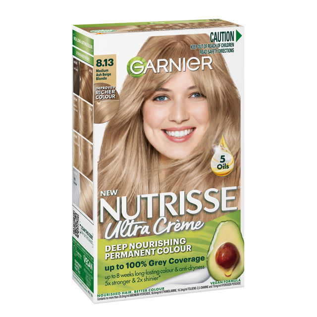 Garnier Nutrisse Permanent Hair Colour - 8.13 Medium Ash Beige Blonde Garnier Nutrisse Permanent Hair Colour - 8.13 Medium Ash Beige Blonde