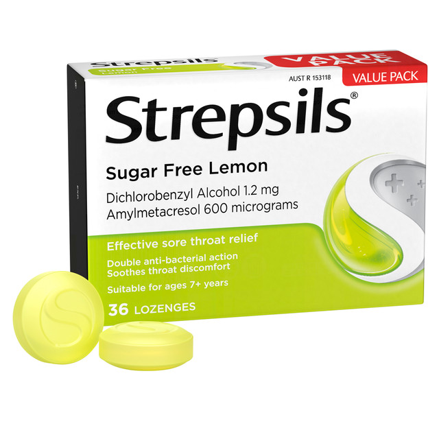 Strepsils Sore Throat Relief Sugar Free Lemon 36 Pack Strepsils Sore Throat Relief Sugar Free Lemon 36 Pack