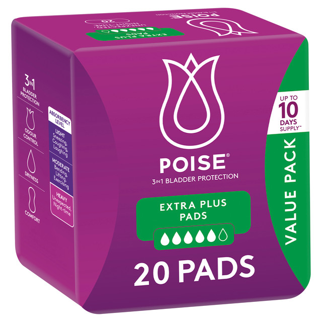 Poise Pads For Bladder Leaks Extra Plus 20 Pack Poise Pads For Bladder Leaks Extra Plus 20 Pack