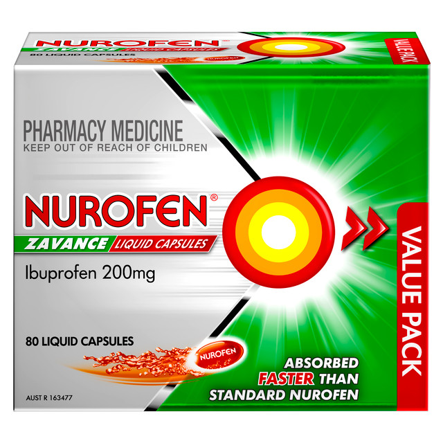 Nurofen Zavance Fast Pain Relief Liquid Capsules 200mg Ibuprofen 80 Value Pack