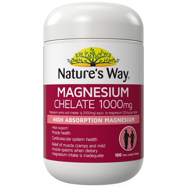 Nature's Way Magnesium Chelate 1000mg 100 Tablets