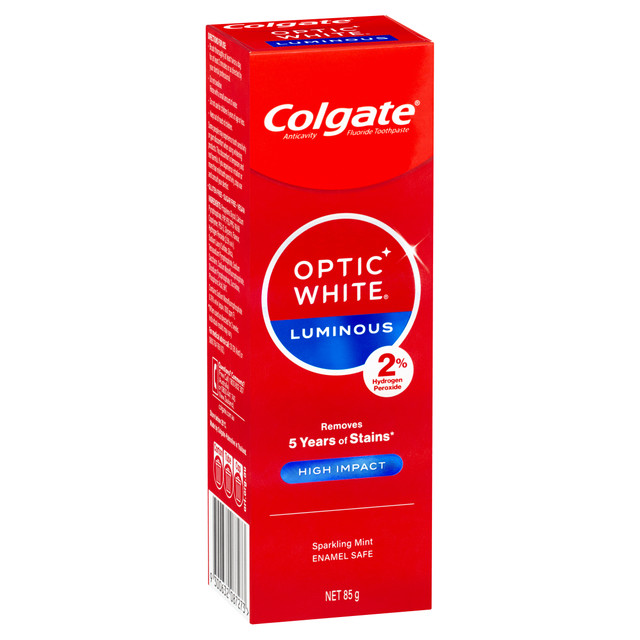Colgate Optic White Luminous High Impact Teeth Whitening Toothpaste, 85g