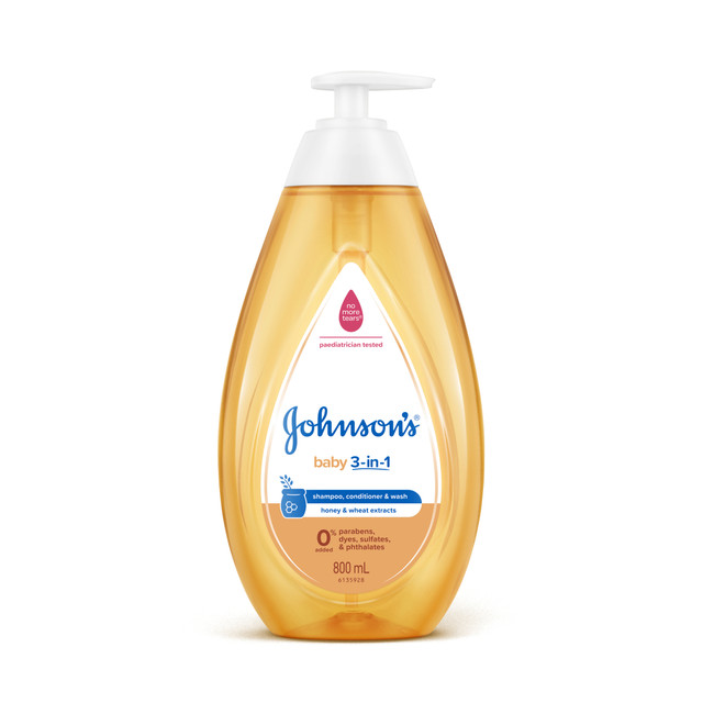 Johnson's 3-in-1 Hypoallergenic Gentle Tear-Free Conditioning Baby Shampoo & Cleansing Wash 800mL