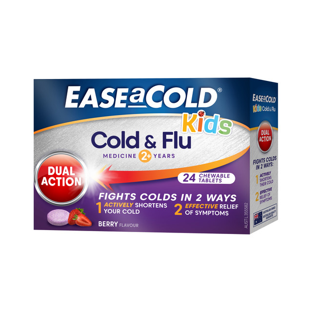 EASEaCOLD Kids Cold & Flu Chewable Berry Tablets 24 Chewable Tablets