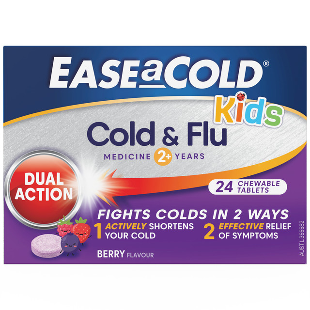 EASEaCOLD Kids Cold & Flu Chewable Berry Tablets 24s 