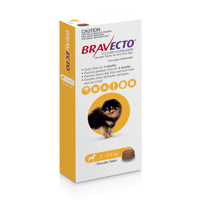 Bravecto For Very Small Dogs 2 - 4.5kgs (1 Single Chew)