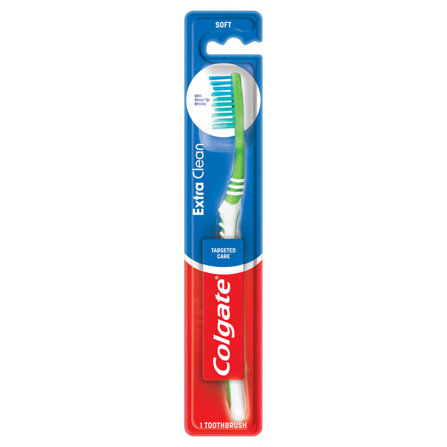 Colgate Extra Clean Manual Toothbrush, 1 Pack, Soft Bristles, 25% Recycled Plastic Handle