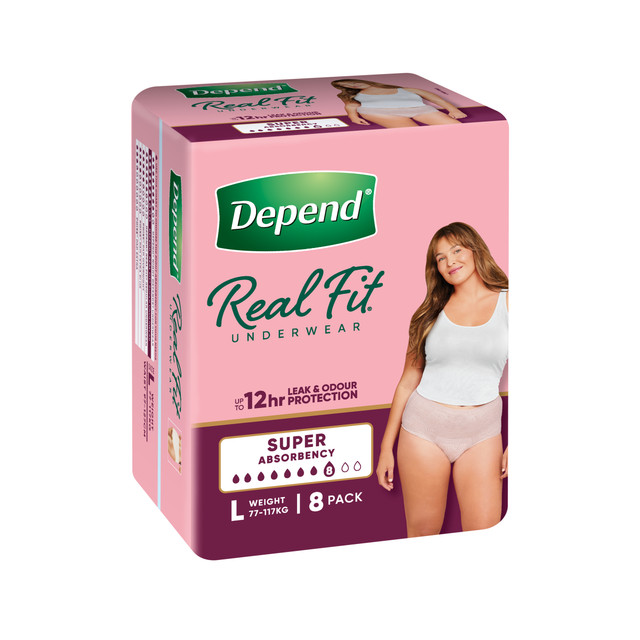 Depend Real Fit Incontinence Underwear Super Women Large 8 Pack Depend Real Fit Incontinence Underwear Super Women Large 8 Pack