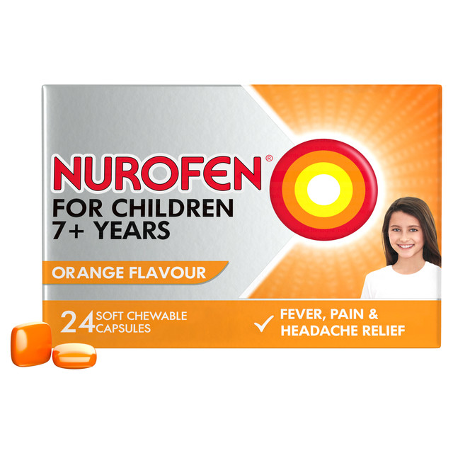 Nurofen For Children 7+ Orange Chewable Capsules 24 Nurofen For Children 7+ Orange Chewable Capsules 24