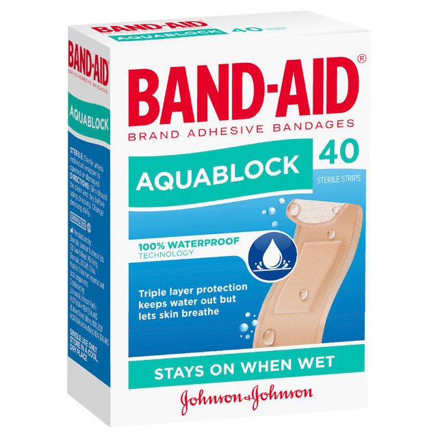 Band-Aid Waterproof Aquablock Sterile Strips 40 Pack