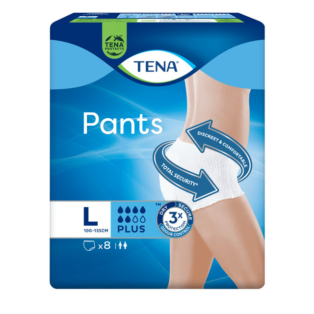 TENA Pants Plus Large (L) 8 Pack