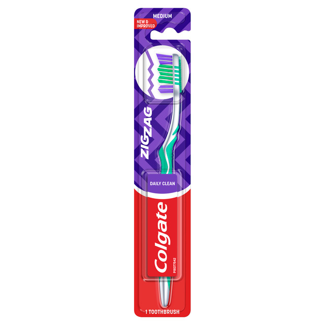 Colgate Zig Zag Manual Toothbrush, 1 Pack, Medium Bristles, Antibacterial Bristles