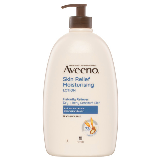 Aveeno Skin Relief Moisturising Body Lotion for Dry, Itchy & Sensitive Skin – Fragrance Free with Prebiotic Triple Oat & 72H Hydration*(*After 4 weeks of continuous use)