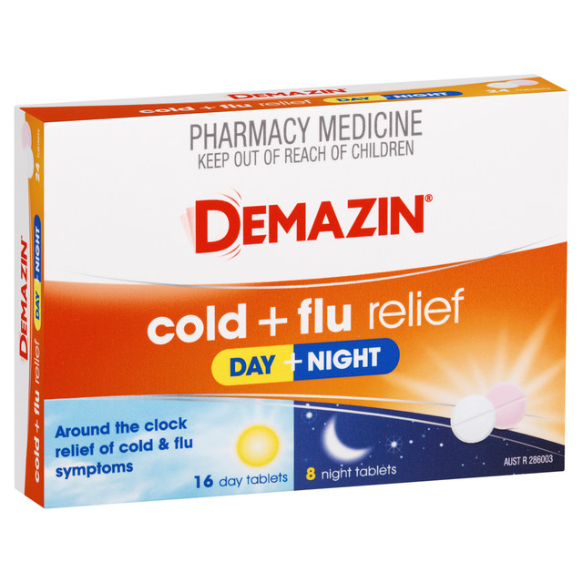 Demazin Cold & Flu Relief Day + Night 24 Tablets Demazin Cold & Flu Relief Day + Night 24 Tablets