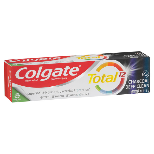 Colgate Total Charcoal Deep Clean Antibacterial Toothpaste 115g, Whole Mouth Health, Multi Benefit