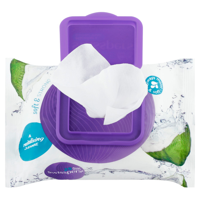 Swisspers Micellar and Coconut Water Facial Wipes 25 pack