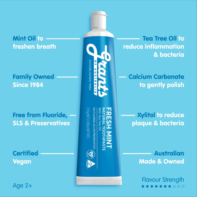 Grants Fresh Mint Natural Fluoride Free Toothpaste 110g