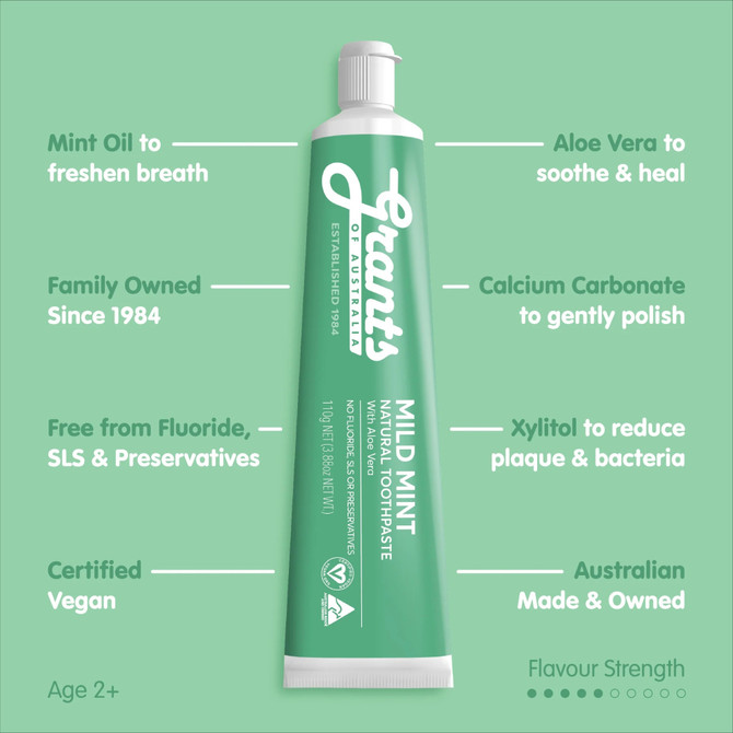 Grants Mild Mint Natural Fluoride Free Toothpaste 110g