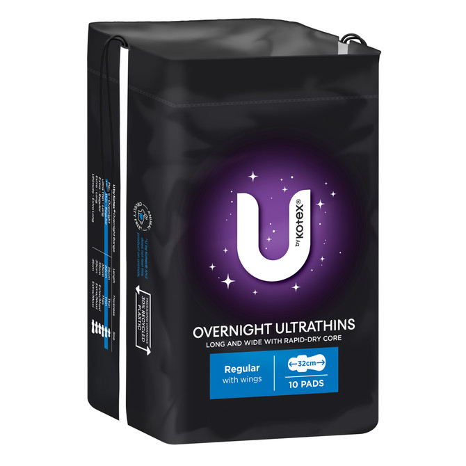 U By Kotex Ultrathin Overnight Pads with Wings 10 Pack