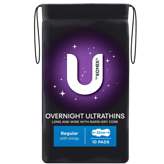 U By Kotex Ultrathin Overnight Pads with Wings 10 Pack