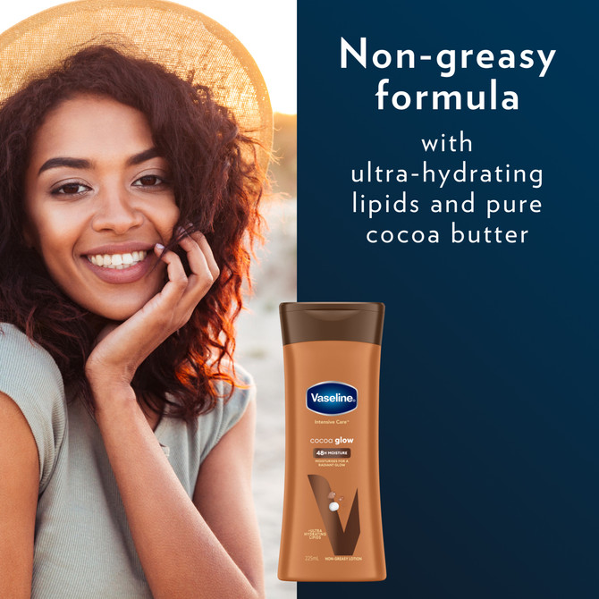 Vaseline Intensive Care Body Lotion for dry skin Cocoa Glow 48h moisturising skin care 225 ml