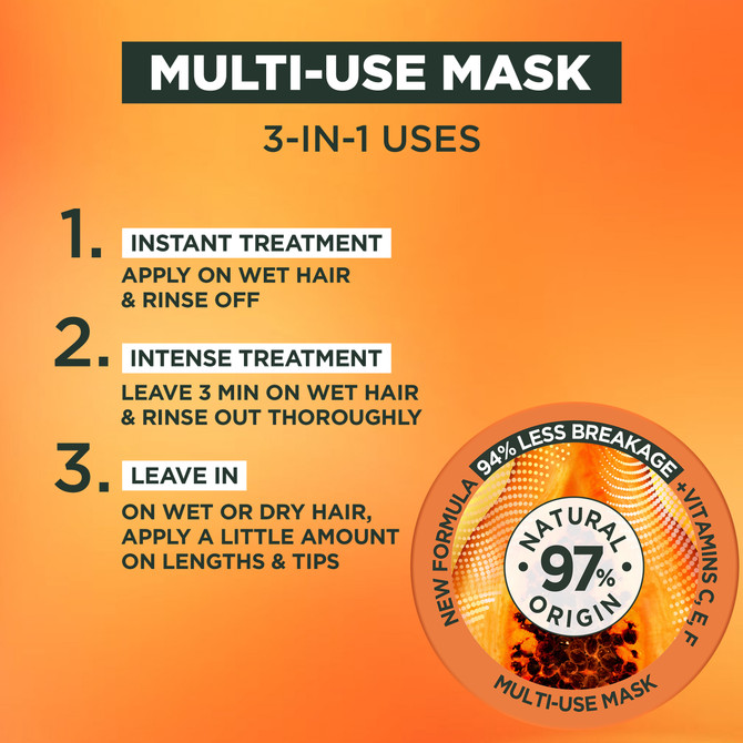 Garnier Fructis Hair Food Repairing Papaya Multi Use Treatment Mask for Damaged Hair 390ml