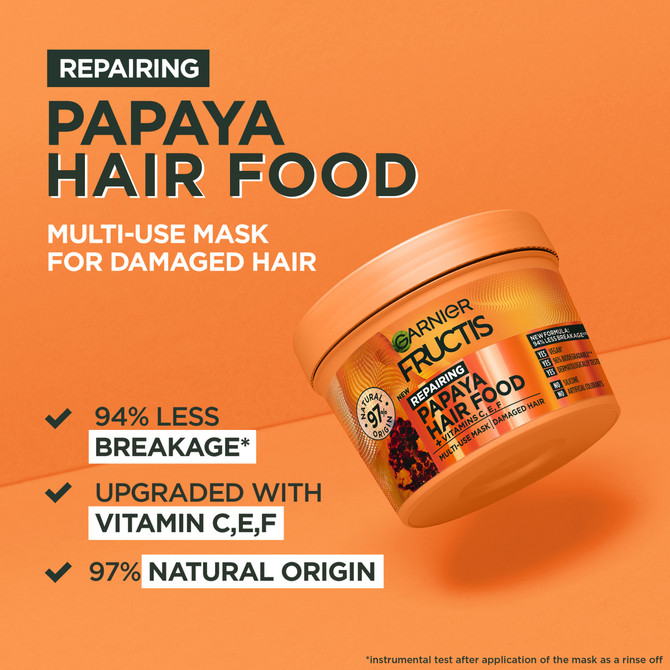 Garnier Fructis Hair Food Repairing Papaya Multi Use Treatment Mask for Damaged Hair 390ml