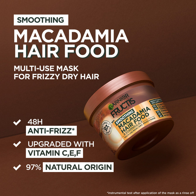 Garnier Fructis Hair Food Smoothing Macadamia Mulit Use Treatment Mask for Dry & Unruly Hair 390ml