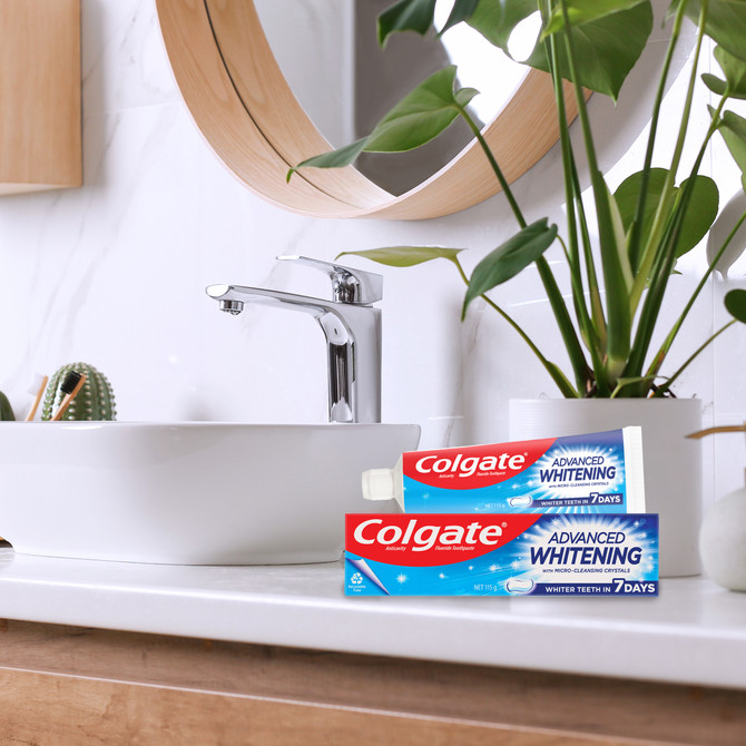 Colgate Advanced Whitening Toothpaste, 115g, with Micro-Cleansing Crystals
