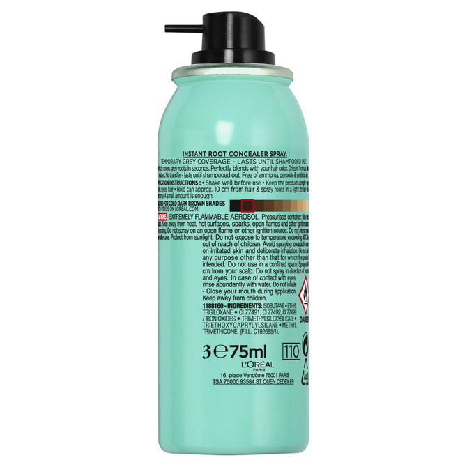L'Oréal Paris Magic Retouch Temporary Root Concealer Spray - Cool Dark Brown (Instant Grey Hair Coverage)