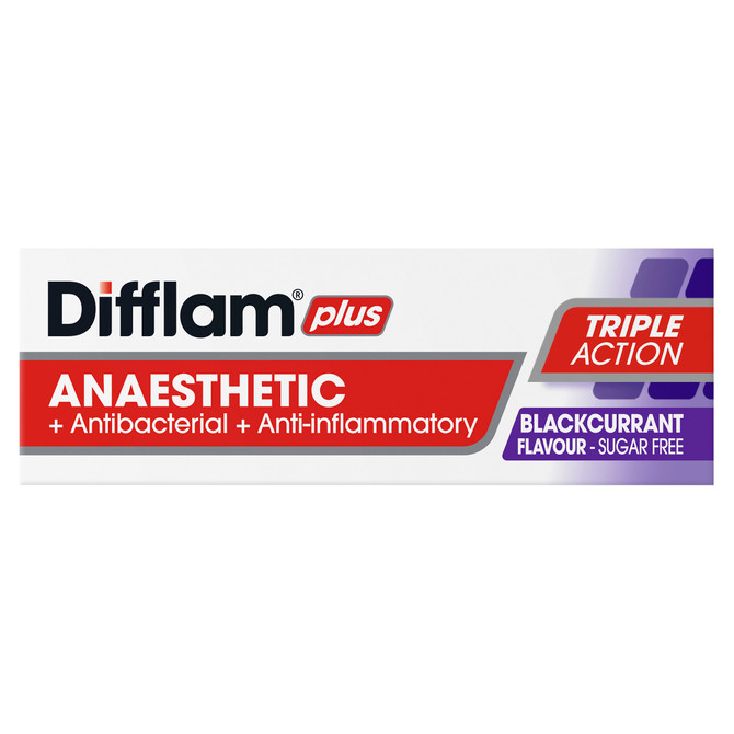 Difflam Plus Anaesthetic Sore Throat Pack  Blackcurrant Flavour 16 Pack 