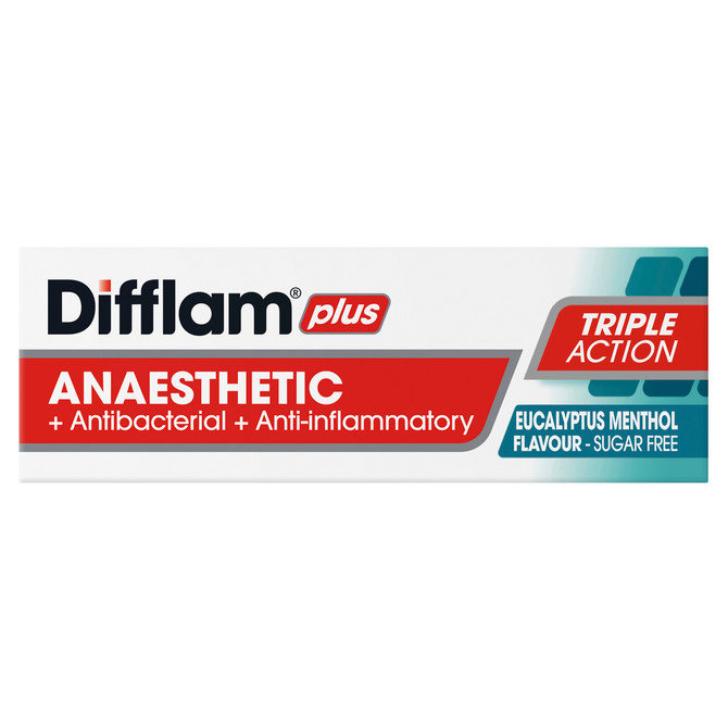 Difflam Plus Anaesthetic Sore Throat Pack  Eucalyptus Menthol Flavour 16 Pack 