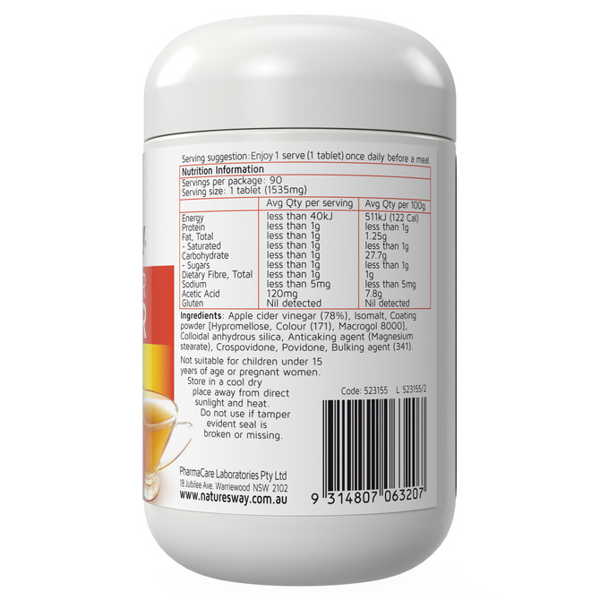 Nature's Way Superfoods Apple Cider Vinegar Max 1200mg 90s