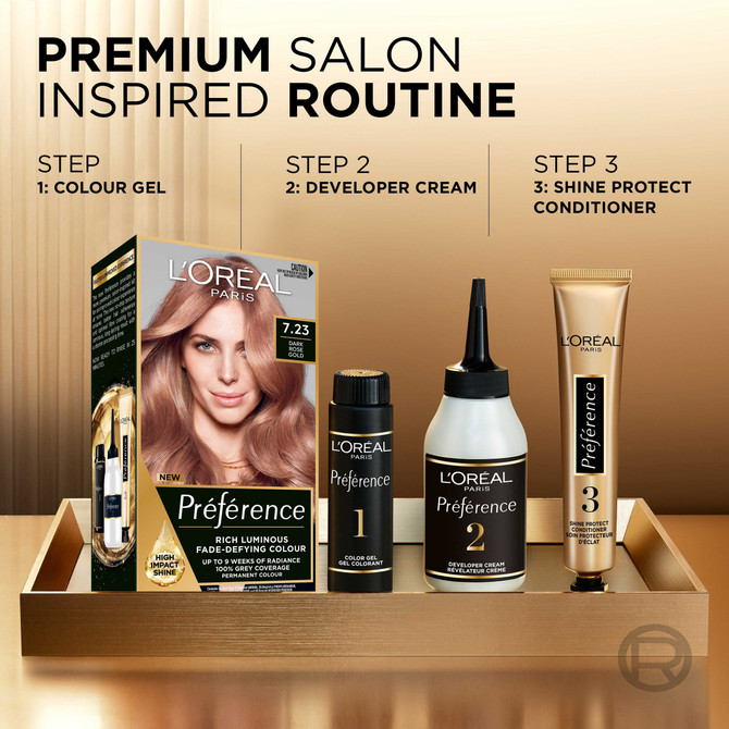 L'Oréal Paris Préférence Permanent Hair Colour - 7.23 Dark Rose Gold