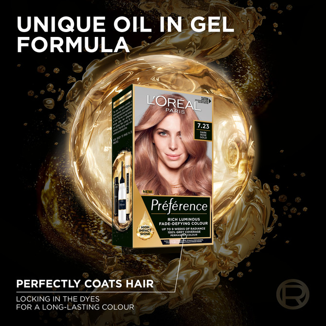 L'Oréal Paris Préférence Permanent Hair Colour - 7.23 Dark Rose Gold