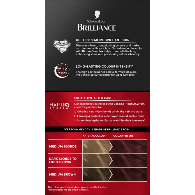 Schwarzkopf Brilliance Purple Hair Dye 23 Burgundy Chic Permanent Each