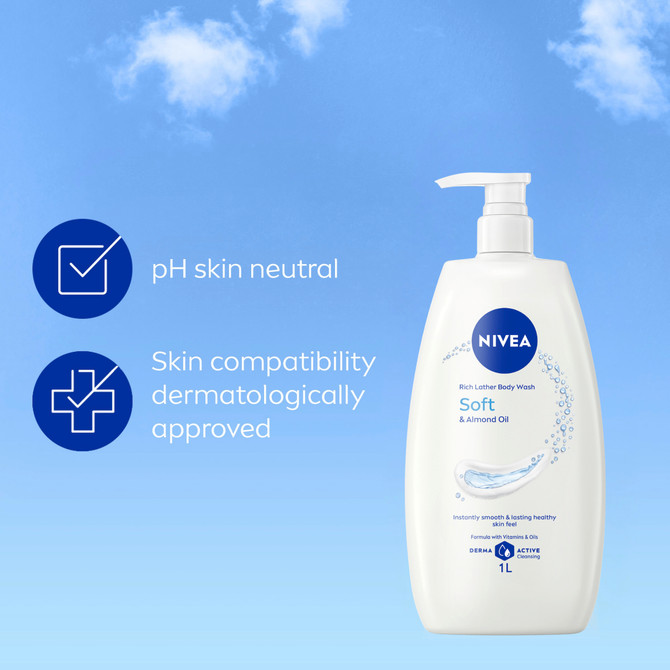 NIVEA Soft & Almond Oil Body Wash 1L