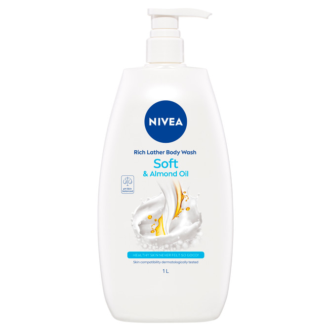 NIVEA Rich Lather Soft & Almond Oil Body Wash 1L