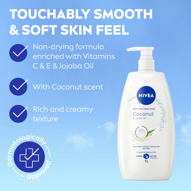 NIVEA Coconut & Jojoba Oil Body Wash 1L