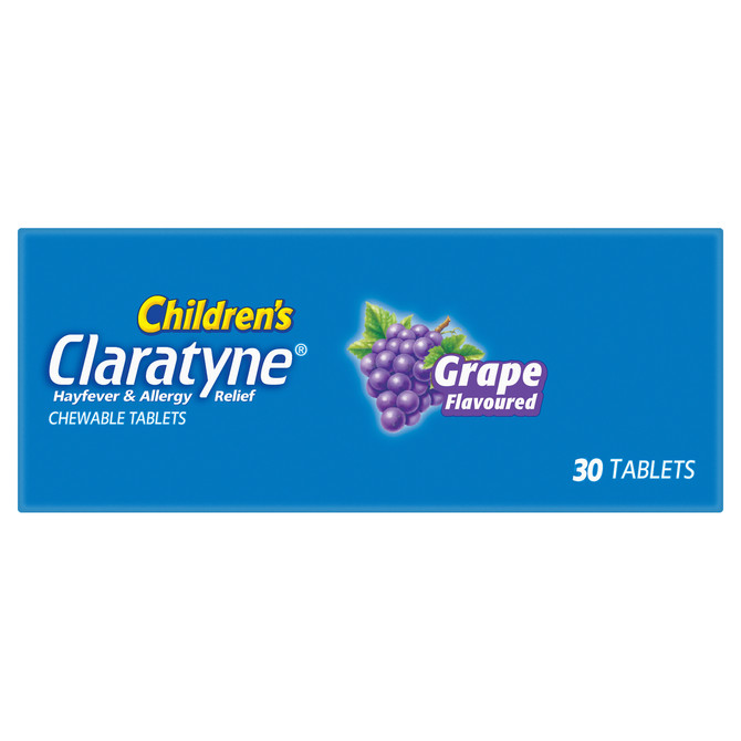 Children's Claratyne Allergy & Hayfever Relief Antihistamine Grape Chewable Tablets 30 pack