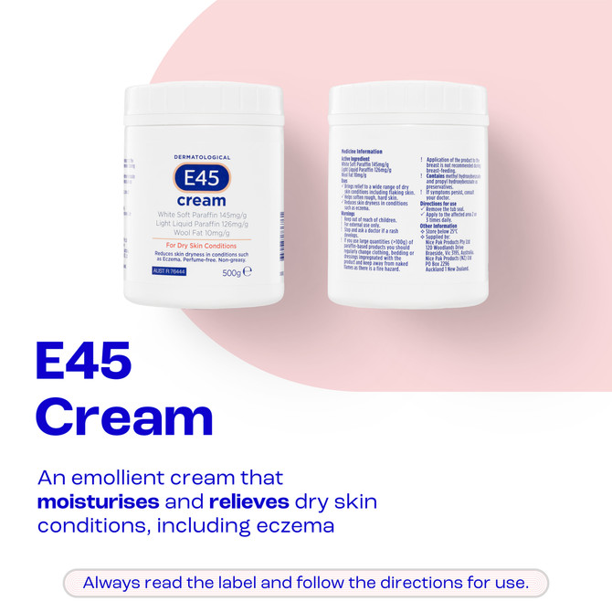 E45 Moisturising Cream for Dry Skin & Eczema 500g Tub