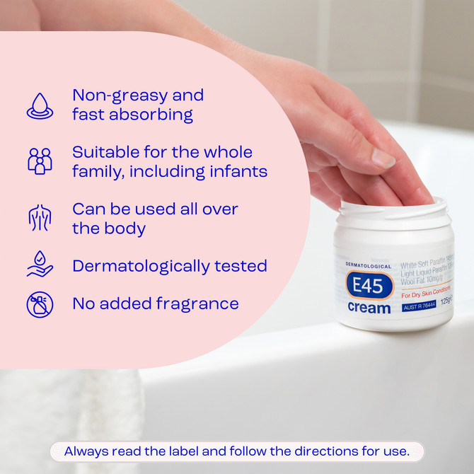 E45 Moisturising Cream for Dry Skin & Eczema 125g