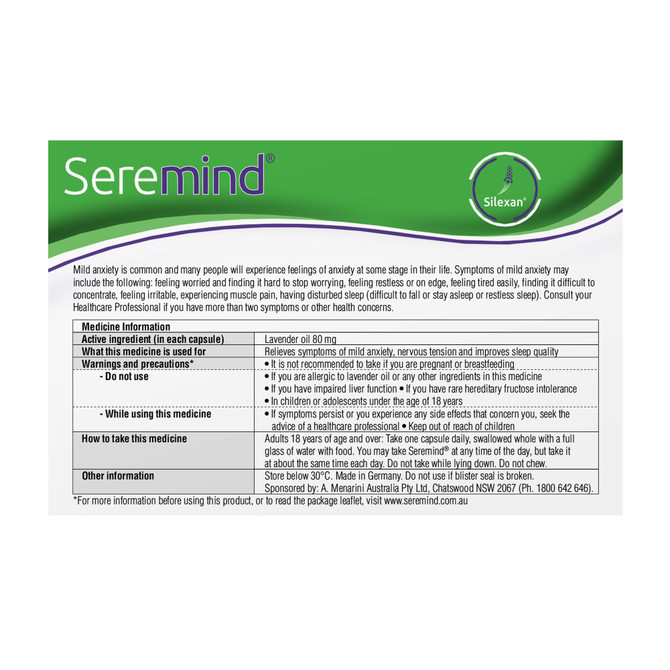 Seremind Lavender Oil 80mg 28 Capsules 