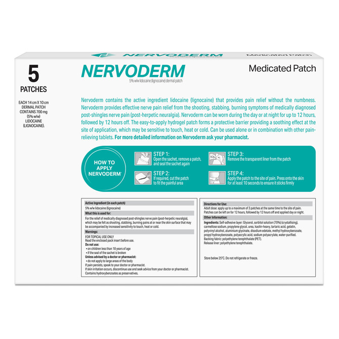 Nervoderm (5% w/w lignocaine) 5 pack